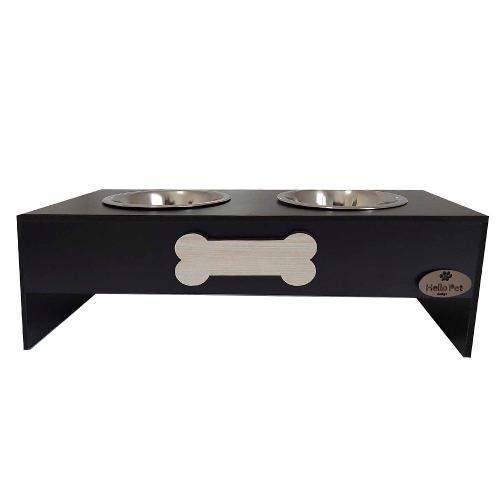 Comedouro Ossinho Preto para Cães - Tam. G