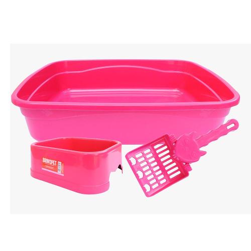 Kit Banheiro Brinqpet 3 Peças Rosa para Gatos - Tam. Único
