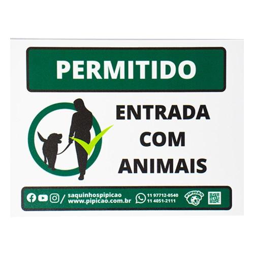 Placa Pipicão Permitido Entrada com Animais - 20x15 cm