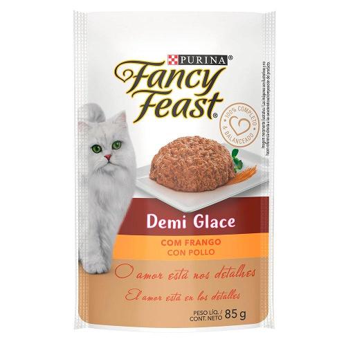 Racão Úmida Nestlé Purina Fancy Feast Sachê Demi Glace com Frango para Gatos Adultos - 85 g