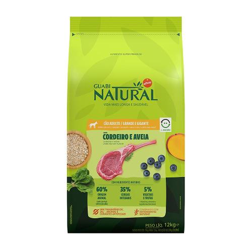 Ração Guabi Natural Cordeiro e Aveia para Cães Adultos Raças Grande e Gigante - 12 Kg