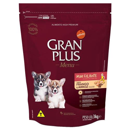 Ração GranPlus Menu Raças Pequenas Frango e Arroz para Cães Filhotes - 3 Kg