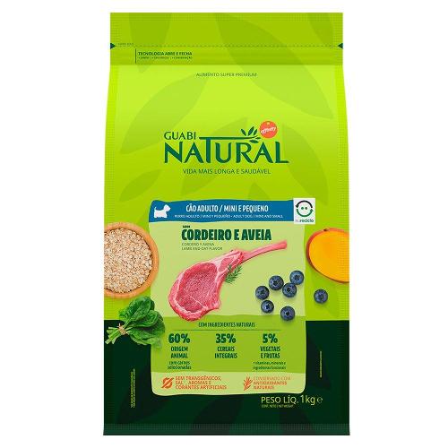 Ração Guabi Natural Cordeiro e Aveia para Cães Adultos Raças Mini e Pequena - 1 Kg