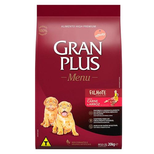 Ração GranPlus Menu Carne e Arroz para Cães Filhotes - 20 Kg