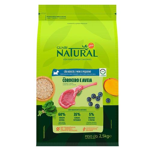 Ração Guabi Natural Cordeiro e Aveia para Cães Adultos Raças Mini e Pequena - 2,5 Kg