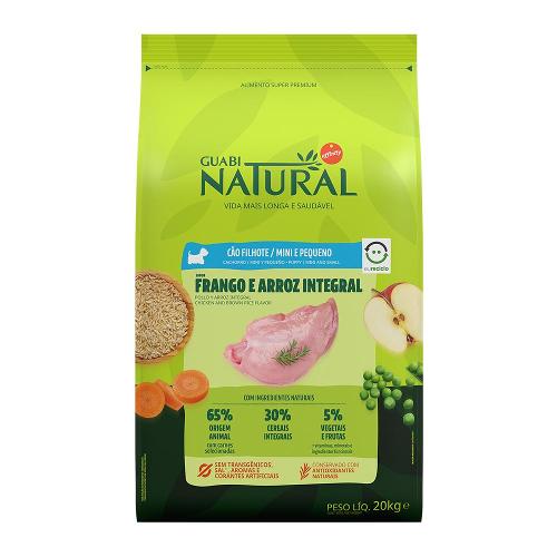 Ração Guabi Natural Frango e Arroz Integral para Cães Filhotes Raças Mini e Pequena - 20 Kg