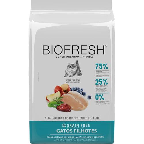 Ração Seca Biofresh Frango, Fígado de Frango, Maçã, Chá Verde e Blueberry para Gatos Filhotes