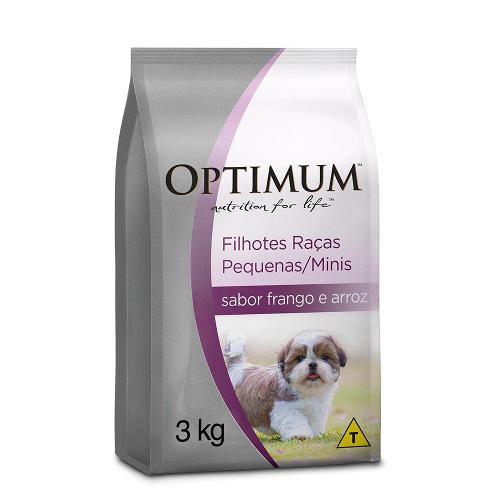 Ração Optimum Frango e Arroz para Cães Filhotes até 18 meses Raças Pequenas e Minis - 3 Kg