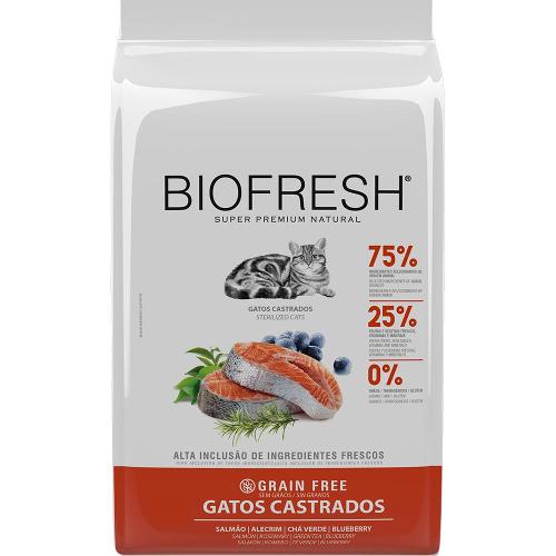 Ração Seca Biofresh Salmão, Alecrim, Chá Verde e Blueberry para Gatos Castrados - 7,5 Kg