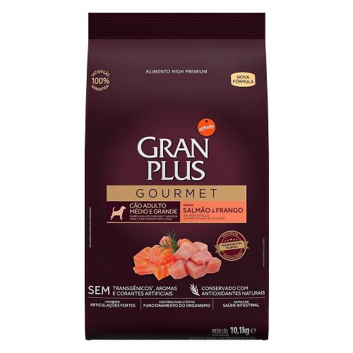 Ração Seca GranPlus Gourmet Salmão & Frango para Cães Adultos Raças Médias e Grandes - 10,1 Kg