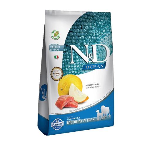 Ração Seca Farmina N&D Ocean Salmão e Melão para Cães Adultos Raças Médias e Grandes - 10,1 Kg