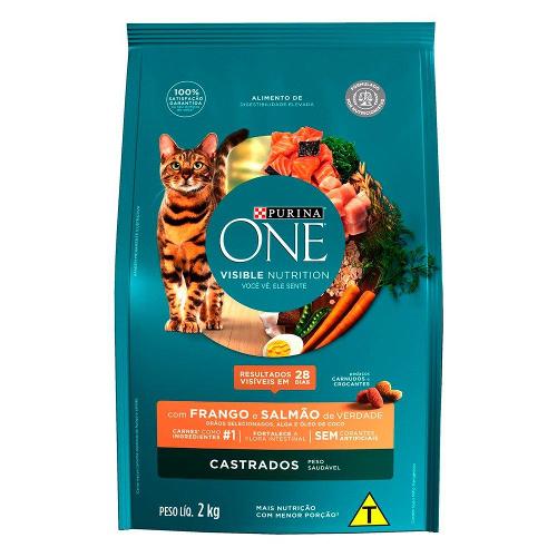 Ração Purina One Frango e Salmão Gatos Castrados - 2 Kg