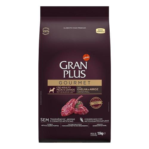 Ração Seca GranPlus Gourmet Ovelha & Arroz para Cães Adultos Raças Médias e Grandes - 15 Kg