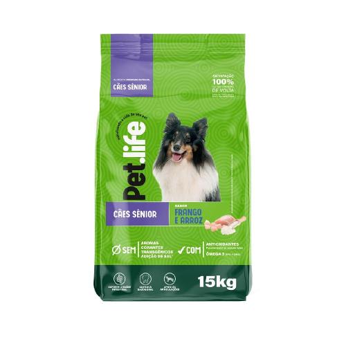Ração Seca Pet.life Frango e Arroz para Cães Sênior - 15 Kg