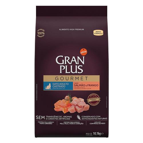 Ração Seca GranPlus Gourmet Salmão & Frango para Gatos Castrados - 10,1 Kg
