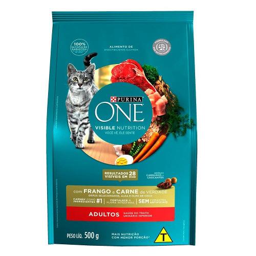 Ração Purina One Frango e Carne Gatos Adultos - 500 g