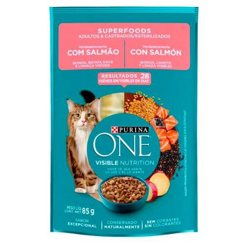 Ração Úmida Nestlé Purina One Salmão para Gatos Adultos e Castrados - 85 g