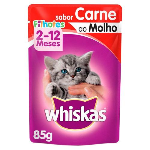Ração Úmida Whiskas Sachê Carne ao Molho para Gatos Filhotes - 85 g
