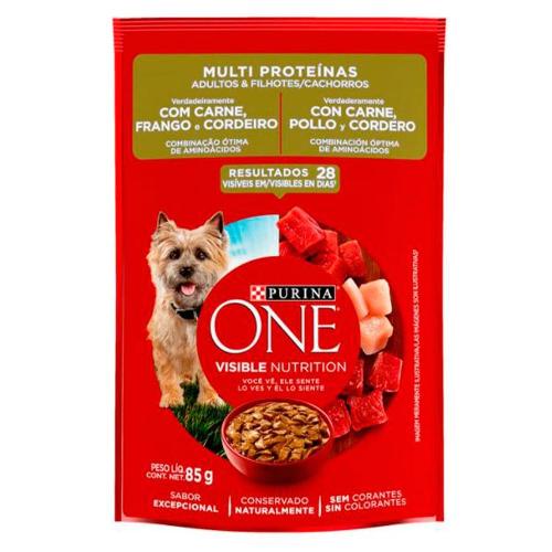 Ração Úmida Nestlé Purina One Carne, Frango e Cordeiro para Cães Adultos e Filhotes - 85 g