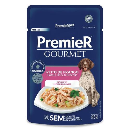 Ração Úmida PremieR Gourmet Peito de Frango, Batata Doce e Brócolis para Cães Adultos de Porte Médio e Grande - 85 g