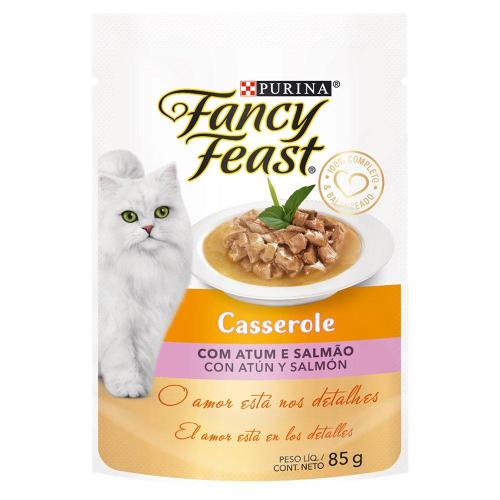 Ração Úmida Nestlé Purina Fancy Feast Sachê Casserole com Atum e Salmão para Gatos Adultos - 85 g