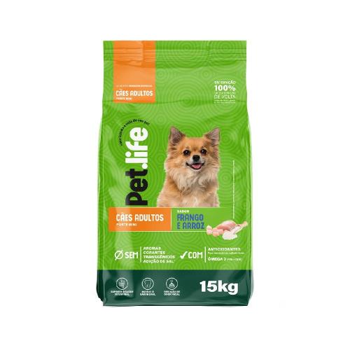 Ração Seca Pet.life Frango e Arroz para Cães Adultos Porte Mini - 15 Kg
