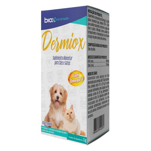 Suplemento Alimentar com Ômega 3 Biox Dermiox 1 g  para Cães e Gatos - 30 Cápsulas