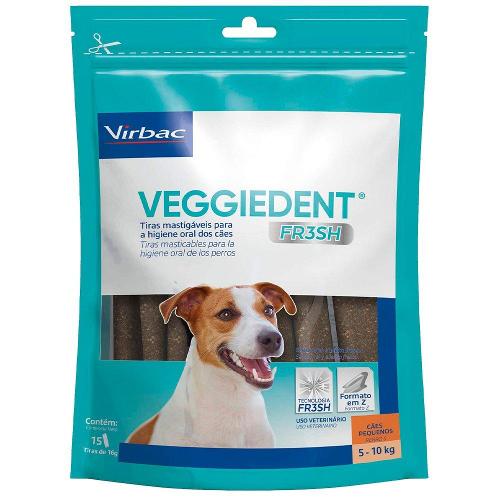 Tiras Mastigáveis Virbac VEGGIEDENT FR3SH para Cães de 5 a 10 Kg - 15 Tiras