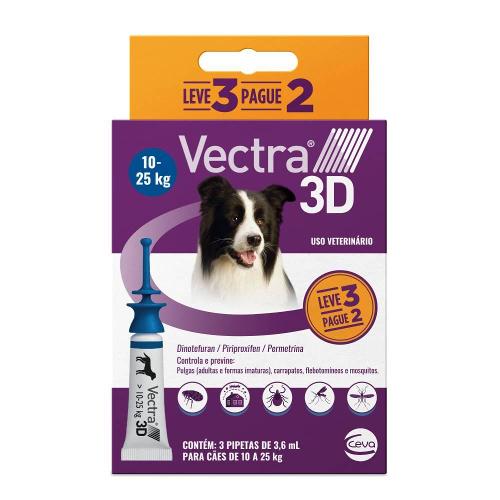 Vectra 3D para Cães de 10 a 25 Kg 3,6 mL - Leve 3 Pague 2