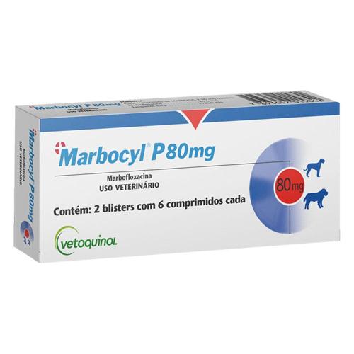 Antibiótico Vetoquinol Marbocyl P 80 mg para Cães de 35 a 50 Kg - 10 Comprimidos