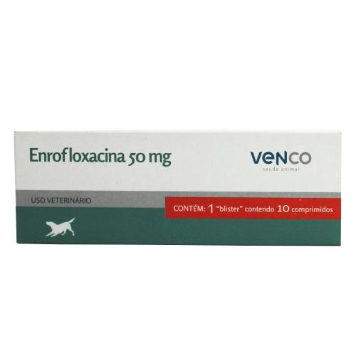 Antibiótico para Cães Enrofloxacina Vencofarma 10 Comprimidos - 50 mg