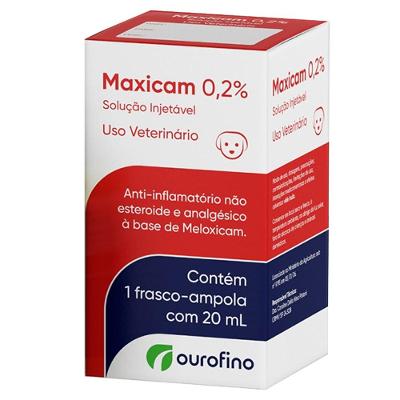 Anti-Inflamatório Ourofino Maxicam 0,2% Solução Injetável para Cães - 20 mL