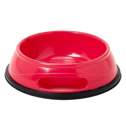 Comedouro Chalesco Plástico com Antiderrapante Rosa - Tam. 02