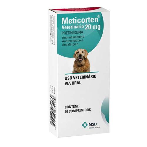 Anti-Inflamatório MSD Meticorten Vet de 10 Comprimidos para Cães - 20 mg