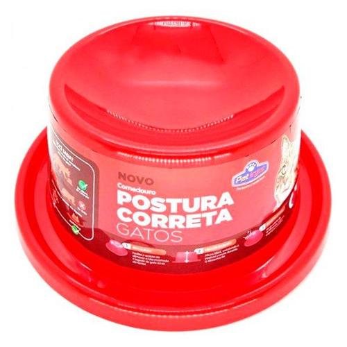 Comedouro Postura Correta Vermelho para Gatos - Tam. P
