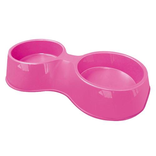 Comedouro Duplo Furacão Pet Pop Plástico Rosa - 2 Litros