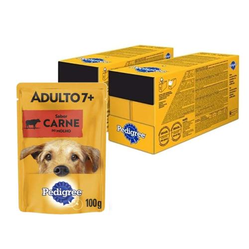 Kit Ração Úmida Pedigree Sachê Carne ao Molho para Cães Sênior 7 + Anos - 36 Unidades