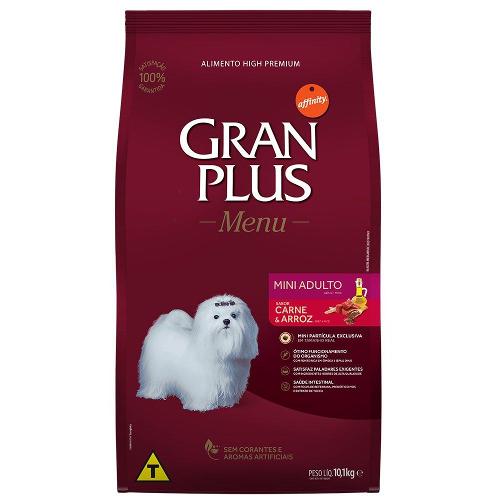 Ração GranPlus Menu Carne e Arroz Cães Adultos Mini- 10,1 Kg