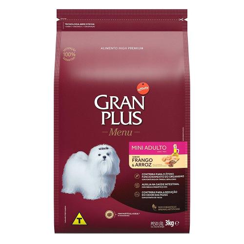 Ração GranPlus Frango e Arroz para Cães Adultos Mini - 3 Kg