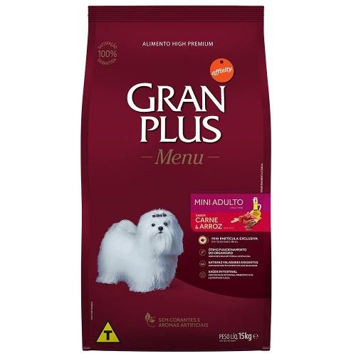 Ração GranPlus Menu Carne e Arroz Cães Adultos Mini - 15 Kg