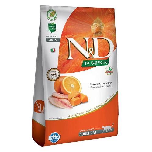 Ração Farmina N&D Pumpkin Tilápia, Abóbora e Laranja para Gatos Adultos - 400 g