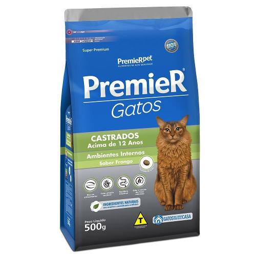 Ração Premier Pet Ambientes Internos Gatos Castrados Acima de 12 Anos Frango - 500 g