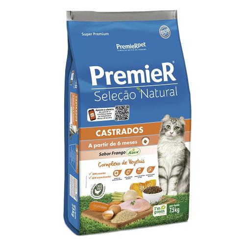 Ração Premier Seleção Natural Frango Gatos Castrados- 7,5 Kg