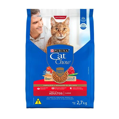 Ração Purina Cat Chow Adultos Defense Plus Carne - 2,7 Kg