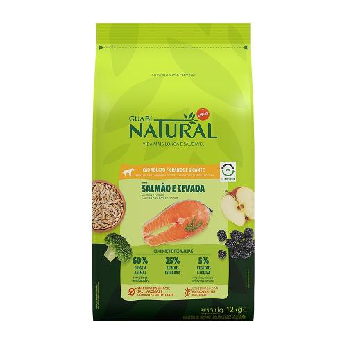 Ração Guabi Natural Salmão e Cevada para Cães Adultos Raças Grande e Gigante - 12 Kg