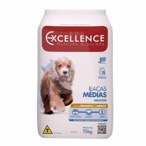 Ração Seca Dog Excellence Frango e Arroz para Cães Adultos Raças Médias - 15 Kg