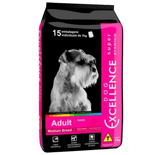 Ração Seca Dog Excellence Super Premium Arroz e Frango para Cães Adultos Raças Médias  -15 Kg