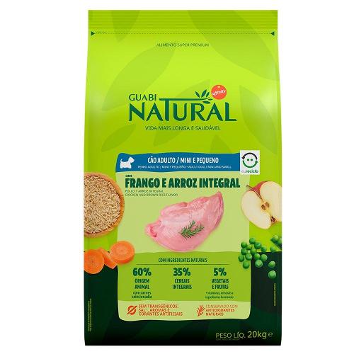 Ração Guabi Natural Frango e Arroz Integral para Cães Adultos Raças Mini e Pequena - 20 Kg