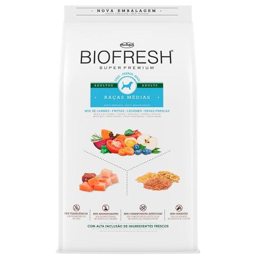 Ração Seca Biofresh Mix de Carne, Frutas, Legumes e Ervas Frescas Cães Adultos de Raças Médias