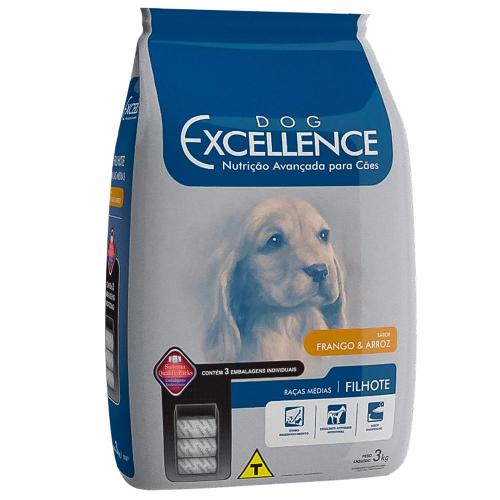 Ração Seca Dog Excellence Frango e Arroz para Cães Filhotes Raças Médias - 3 Kg